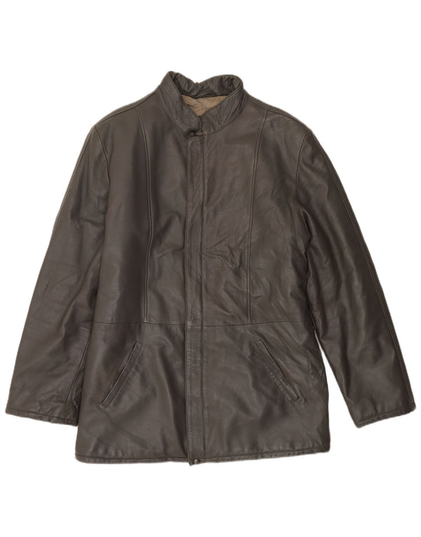 VINTAGE Chaqueta de cuero para hombre Reino Unido 38 Gris medio