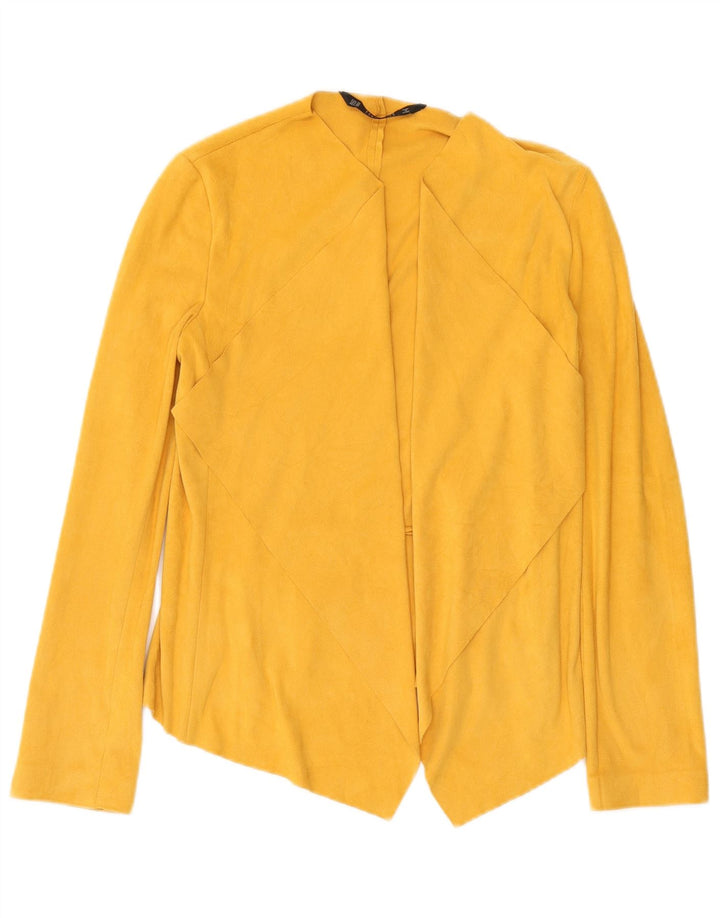 Zara Chaqueta Americana Abierta De Gran Tamaño para Mujer UK 6 XS Poliéster Amarillo