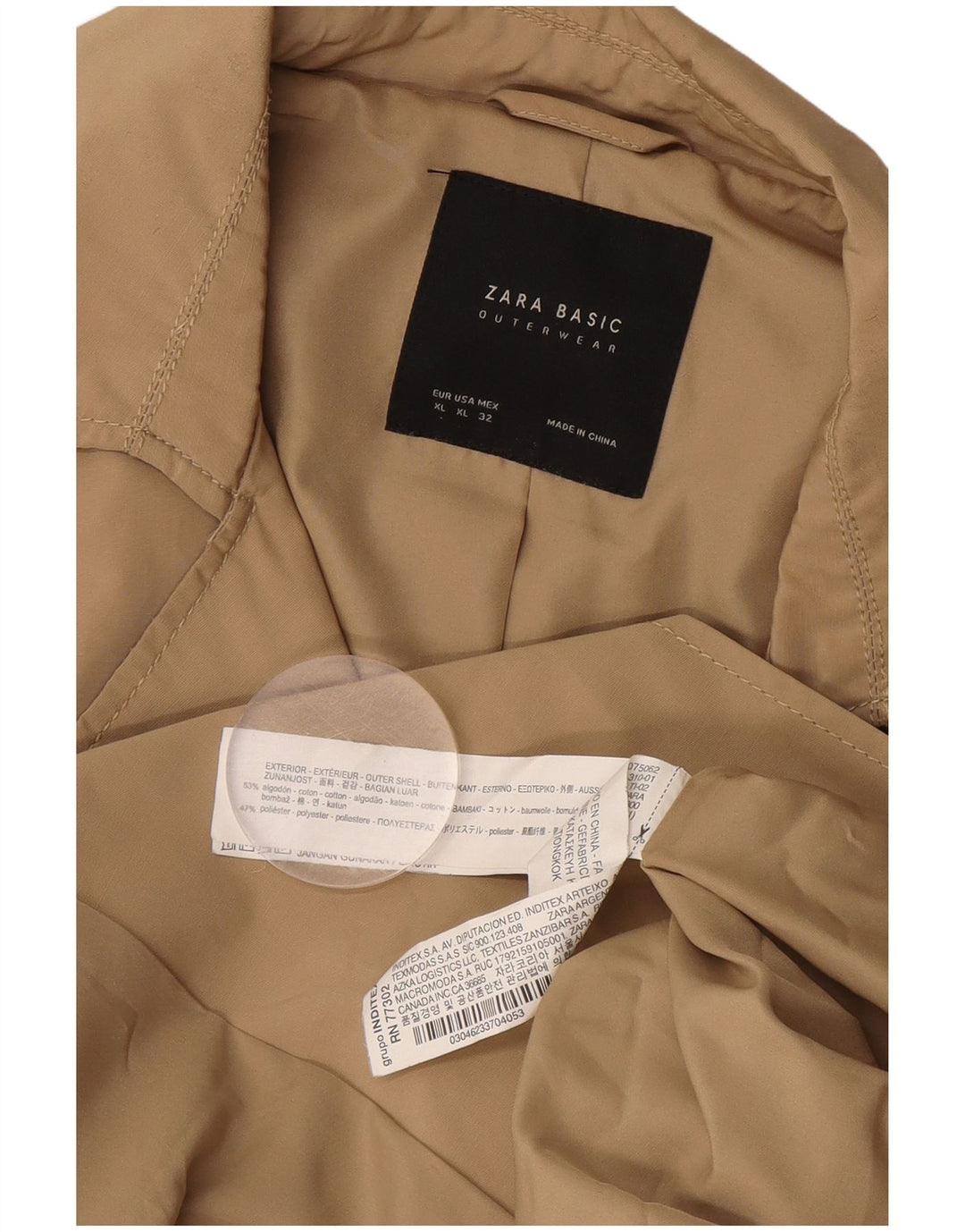 ZARA Mujer Gabardina ES 40 XL Algodón Beige