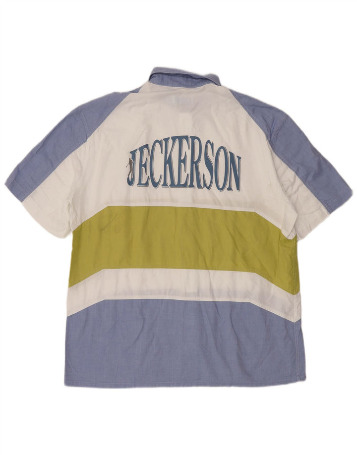 JECKERSON Camisa gráfica de manga corta para hombre XL Azul Colorblock