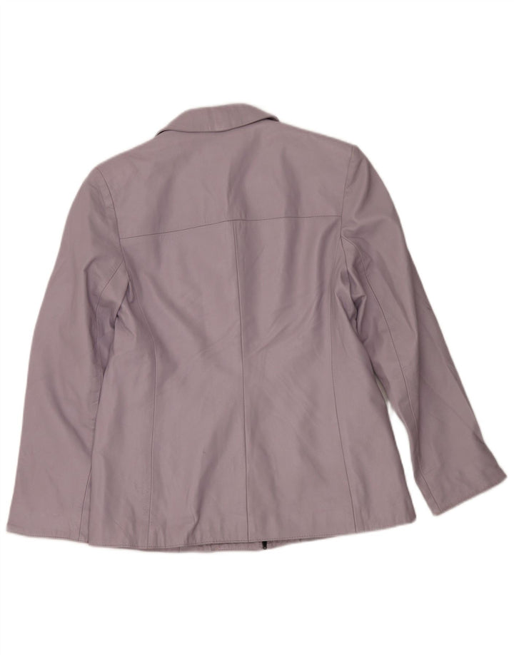 Alta Moda Chaqueta Blazer de Cuero con Cremallera Completa para Mujer IT 50 XL Cuero Morado