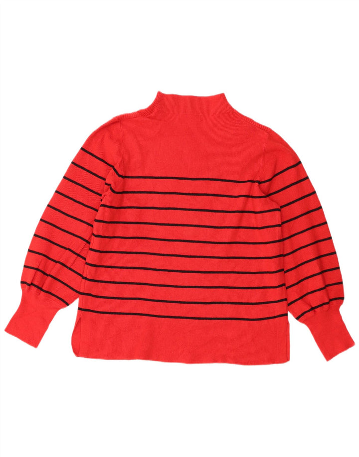 Marks & Spencer Jersey con cuello alto para mujer, talla 40, talla grande, color rojo a rayas