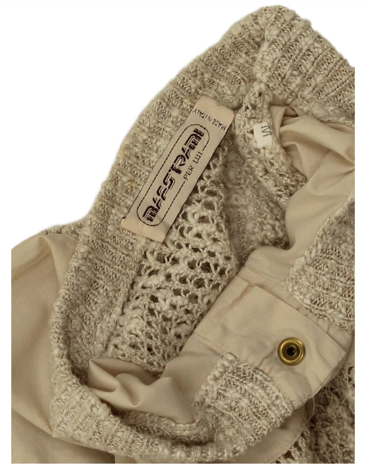 Vintage hombres Cardigan suéter medio beige algodón