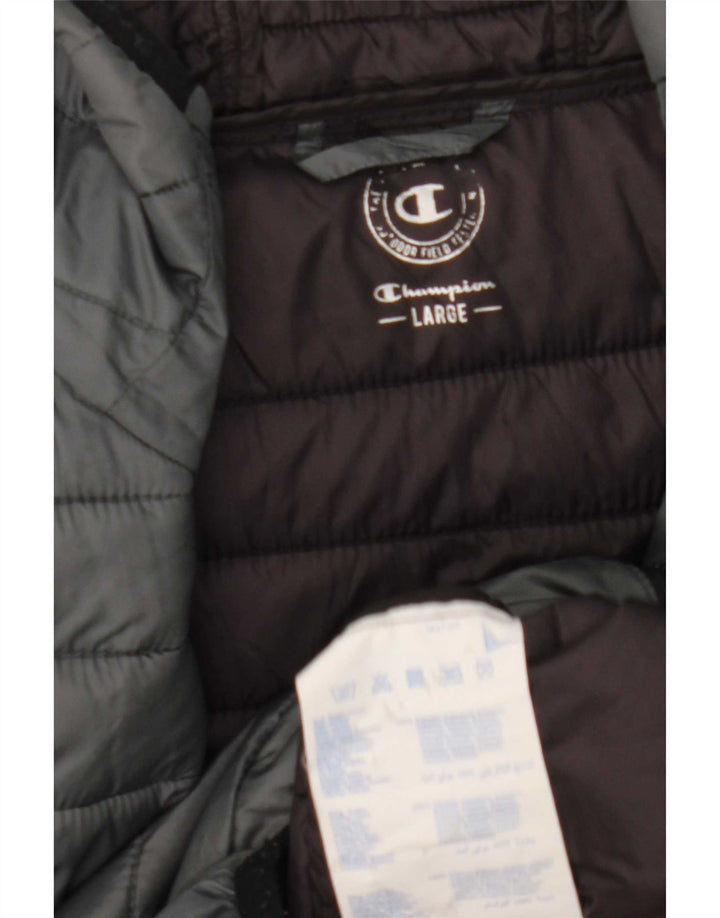 Champion Chaqueta acolchada con capucha para hombre UK 40 Large Grey Polyamide