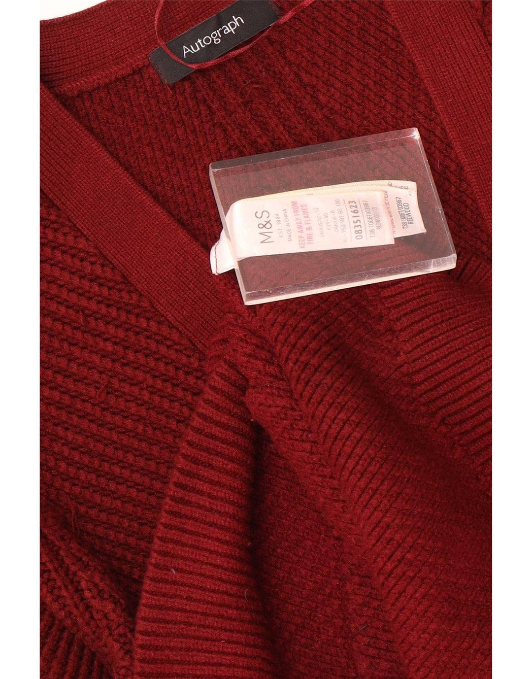 Marks & Spencer - Cárdigan autógrafo para mujer, talla M, viscosa roja, Reino Unido 40