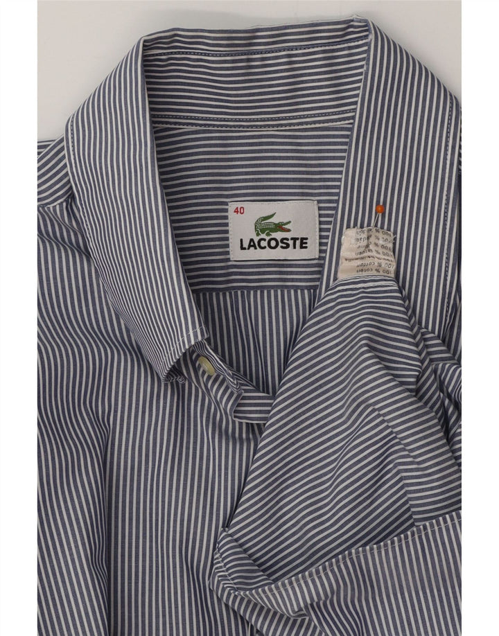 Camisa LACOSTE para hombre talla 40 algodón a rayas azul medio