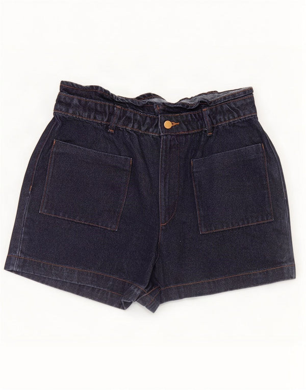 Zara Pantalones cortos vaqueros de cintura alta para mujer EU 42 Large W32 Azul marino