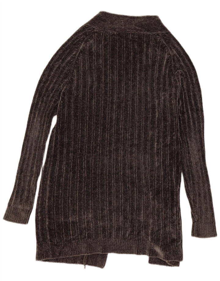 Zara Mujer Suéter Cárdigan De Terciopelo Largo De Gran Tamaño UK 10 Small Gris