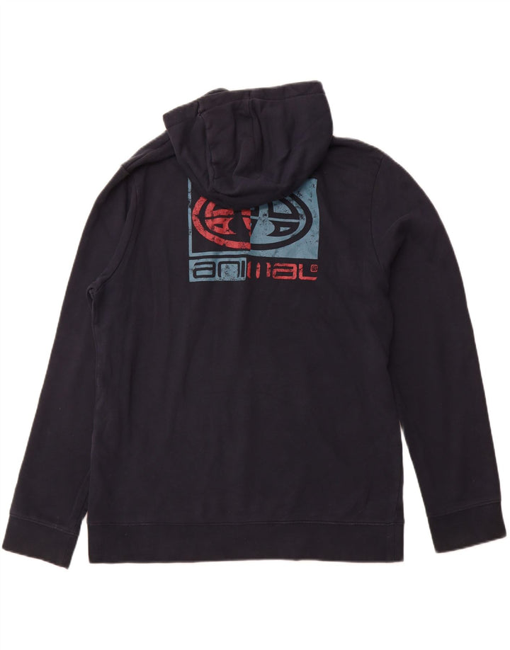 ANIMAL Sudadera con capucha gráfica para hombre Jumper Large Azul marino Algodón