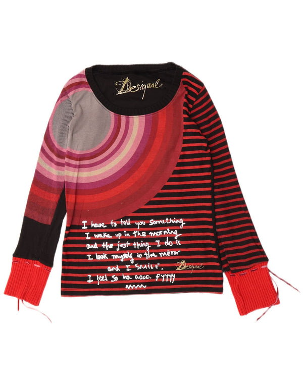 Desigual Top gráfico para mujer de manga larga UK 40 Grande a rayas negras