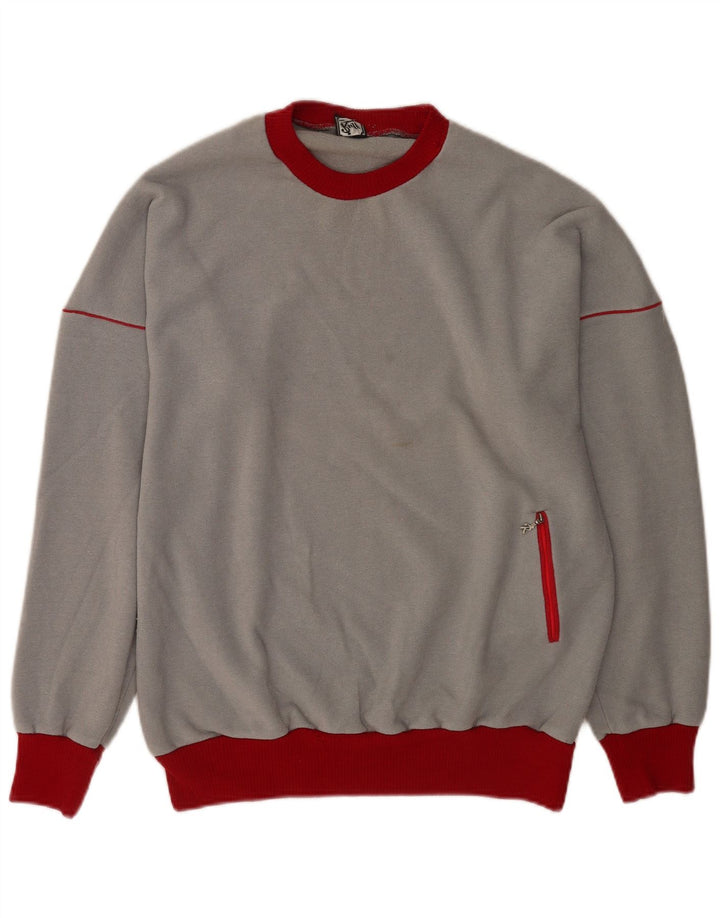 Vintage hombres sudadera jumper IT 54 XL gris colorblock