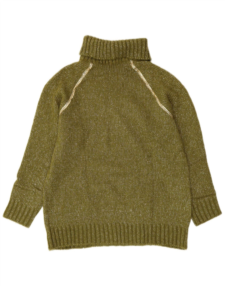 VINTAGE Mujer Roll Neck Jumper Suéter Reino Unido 16 Acrílico moteado verde grande