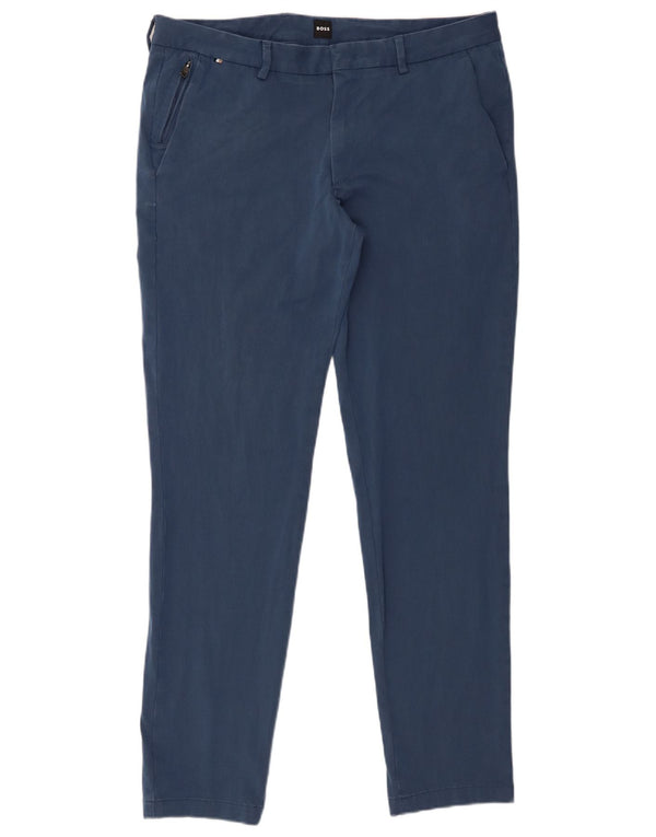 Hugo Boss Mens Slim Chino Pantalones W36 L31 Algodón Azul
