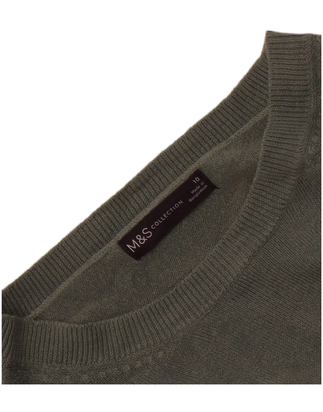 Marks & Spencer Suéter tipo jersey con cuello barco para mujer UK 10 Small Khaki