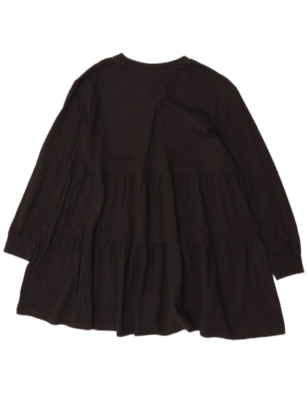 Zara Vestido Escalonado De Manga Larga para Mujer UK 44 Mediano Negro