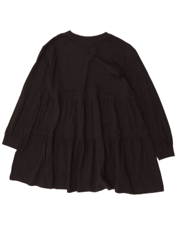 Zara Vestido Escalonado De Manga Larga para Mujer UK 44 Mediano Negro