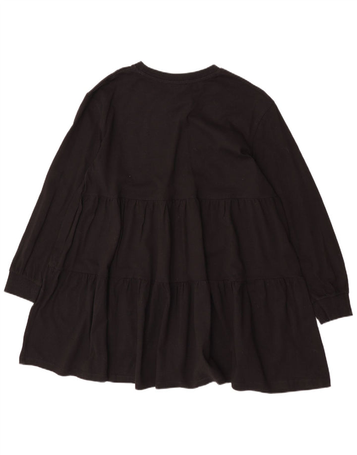 Zara Vestido Escalonado De Manga Larga para Mujer UK 44 Mediano Negro