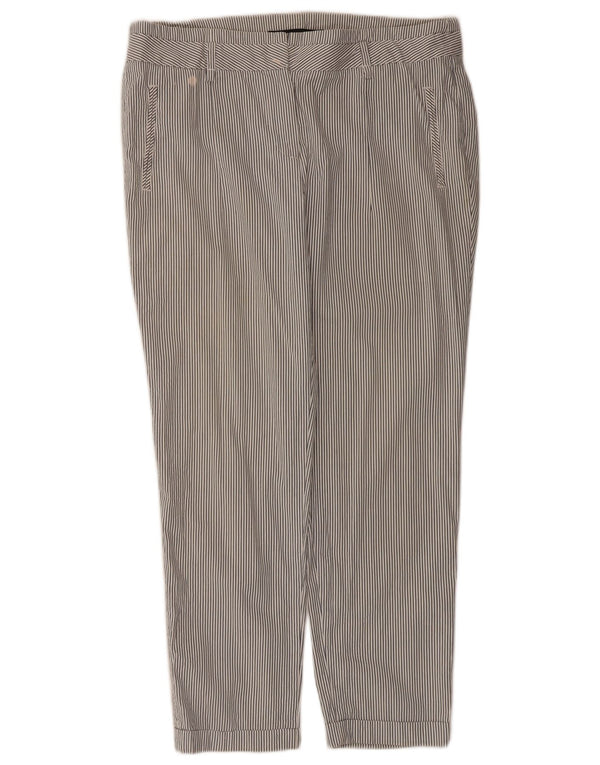 Zara Pantalón chino ajustado para mujer EU 44 XL W34 L28 Algodón a rayas blancas