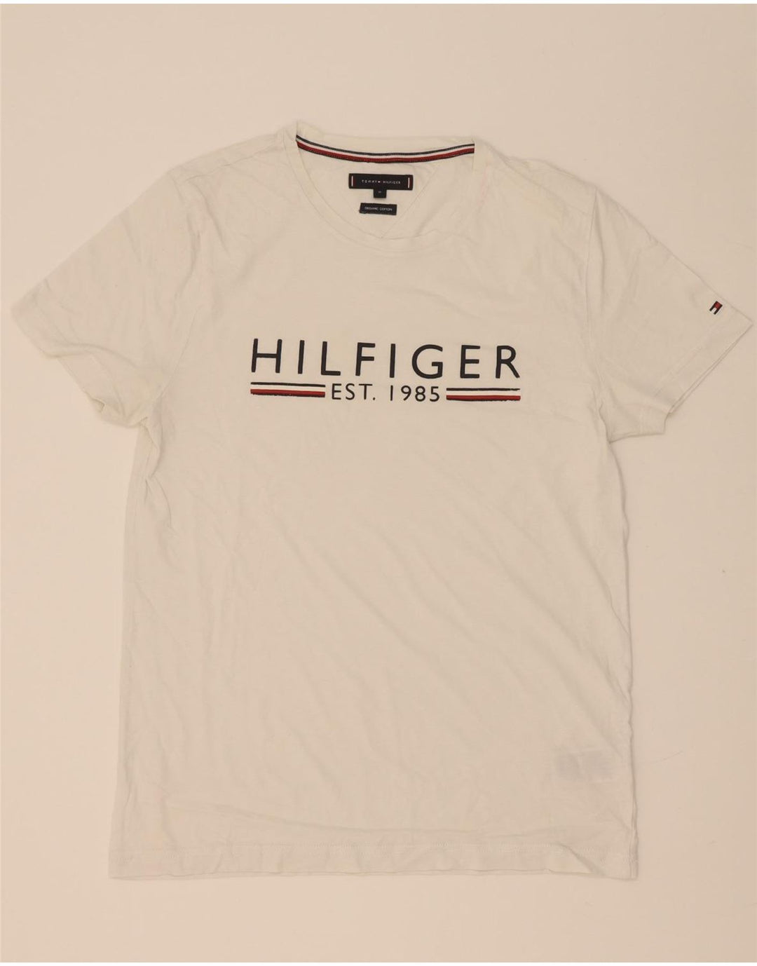Tommy Hilfiger Camiseta gráfica para hombre Top Medium White Cotton
