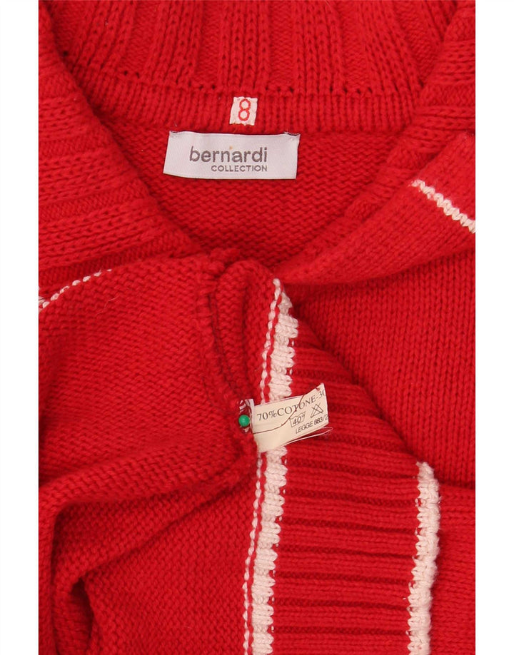 Bernardi - Cárdigan con cremallera completa para mujer, diseño gráfico, talla 8, algodón rojo mediano