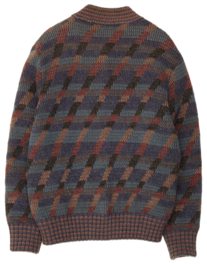 Vintage hombres Cardigan suéter medio multicolor rayas