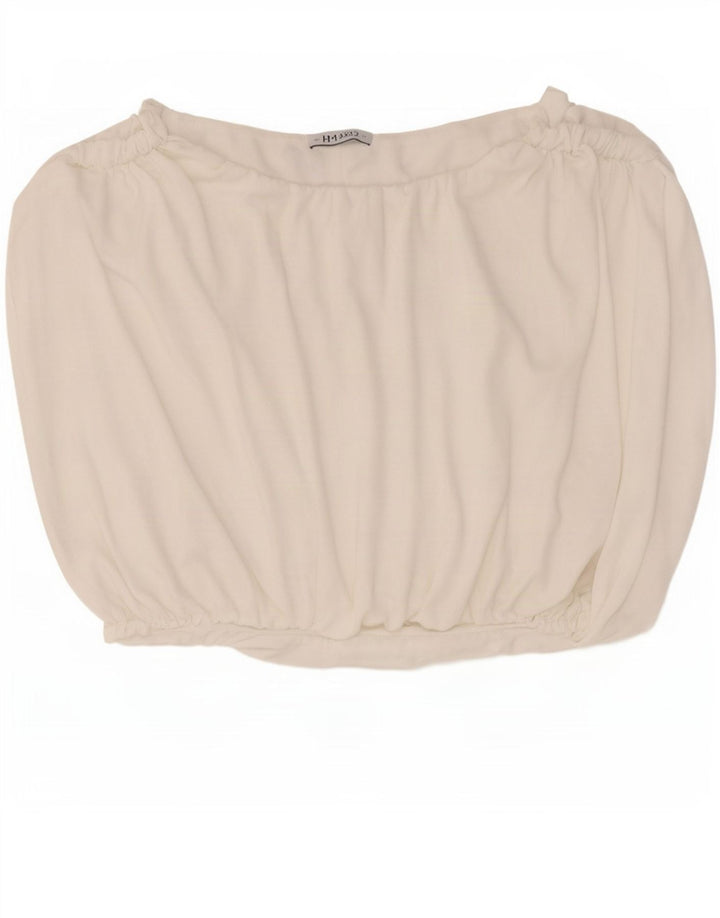 Zara Mujer Crop Top Sin Mangas UK 42 Medio Blanco Poliéster