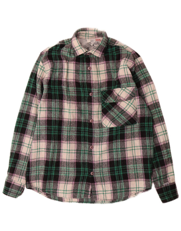 Camisa de franela vintage para hombre Lana de cuadros multicolor mediana