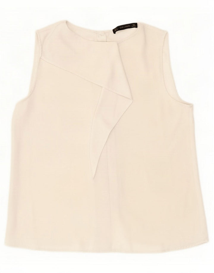 Zara Mujer Blusa Sin Mangas Top UK 46 Large Blanco