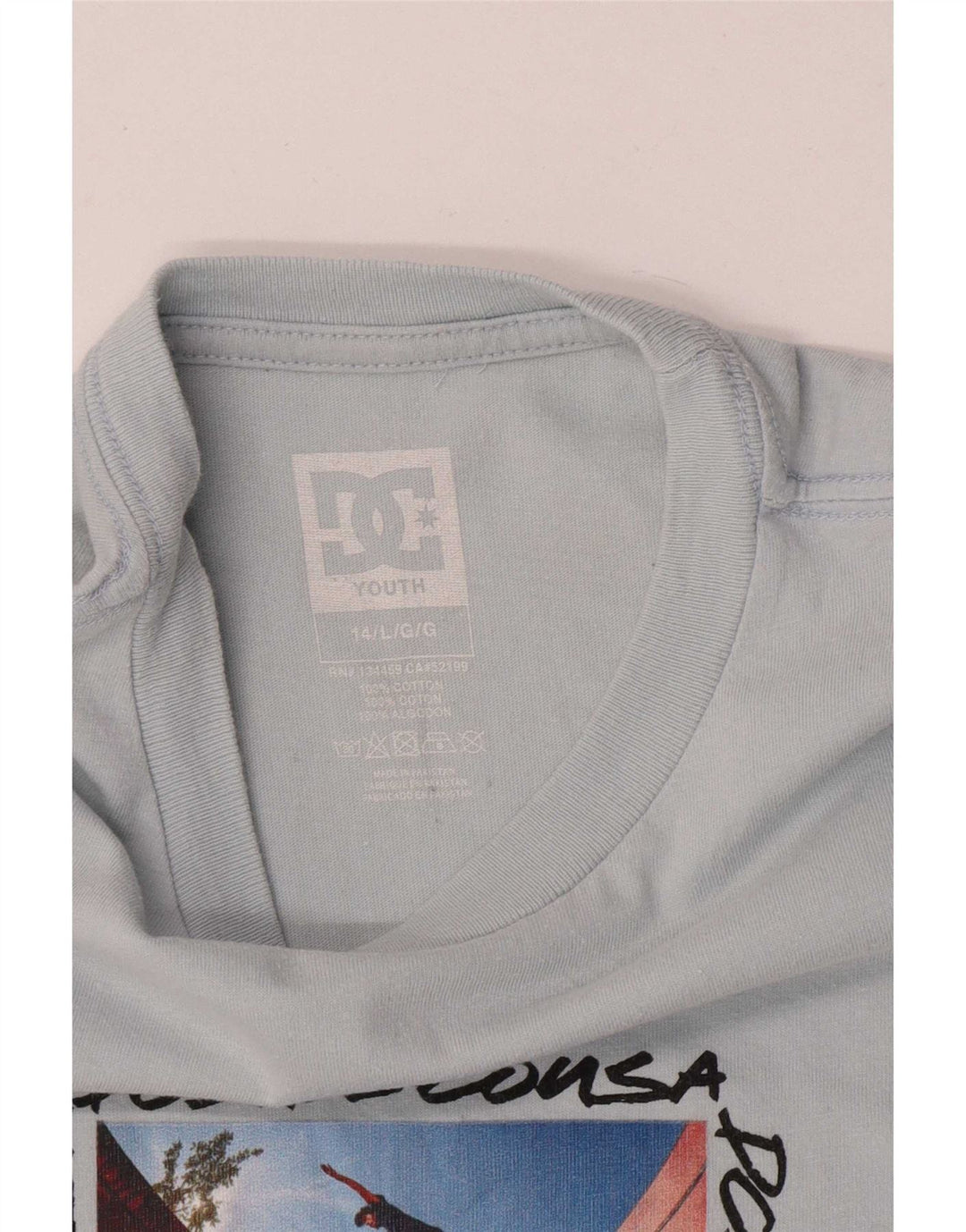 DC Boys Graphic T-shirt Top 13-14 años Grande Gris Algodón