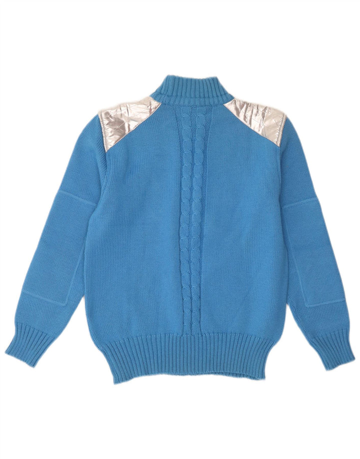 Vintage mujer cuello tortuga jersey suéter IT 44 bloque de color azul medio