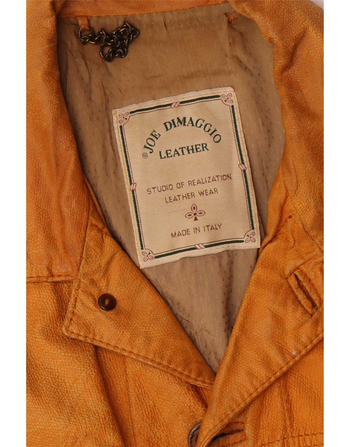 Chaqueta de cuero vintage para hombre IT 52 XL Amarillo