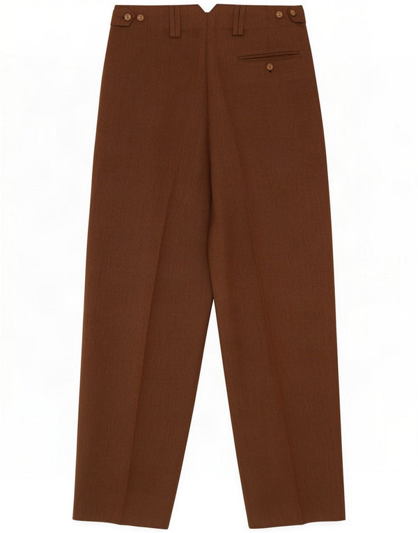 Pantalones de traje cónicos vintage para hombre IT 46 Small W30 L28 Marrón Poliéster