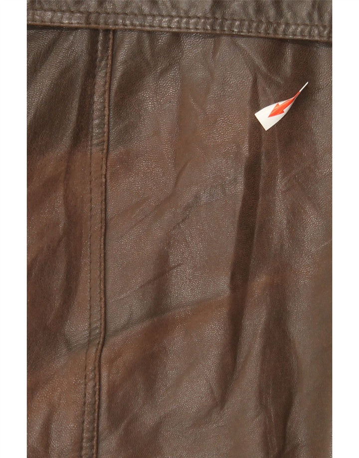 Chaqueta de cuero vintage para hombre IT 52 XL cuero marrón