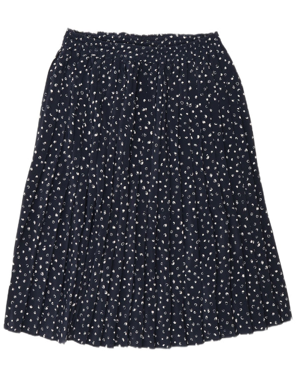 Vintage mujer plisada A-Line falda W32 grande azul marino manchado
