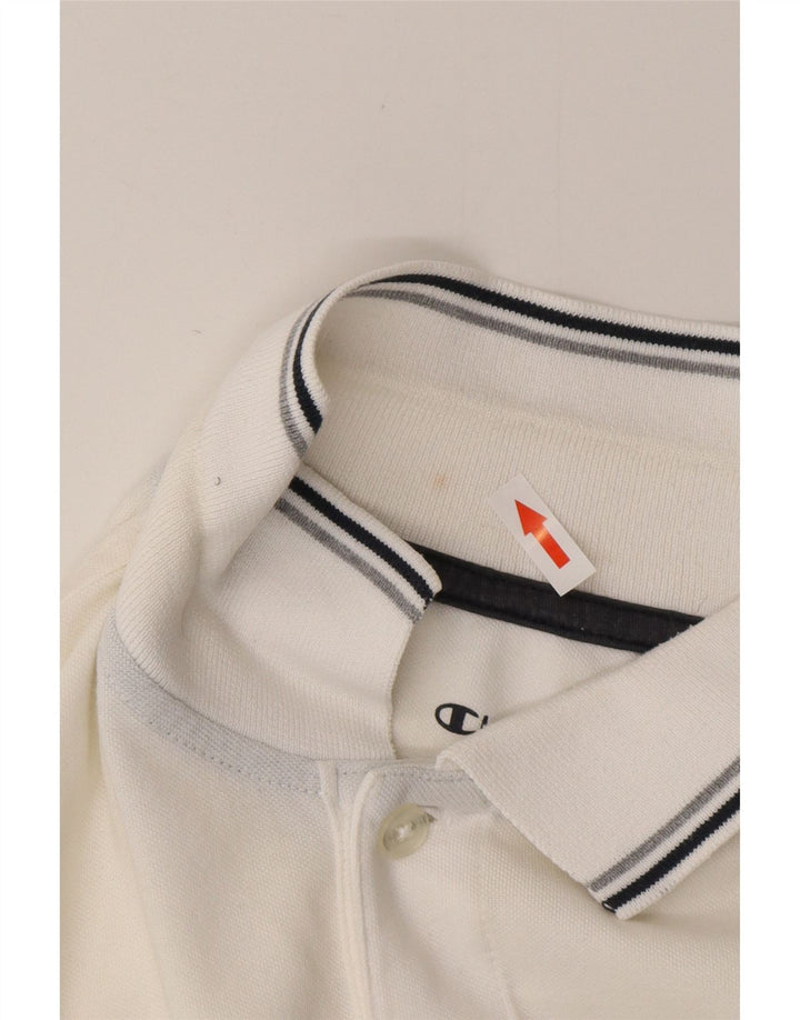 CHAMPION Polo de ajuste fácil para hombre grande de algodón blanco