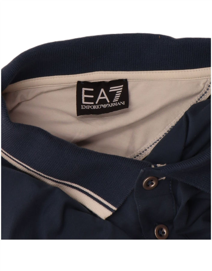 EMPORIO ARMANI Polo para hombre 3XL Algodón color block azul