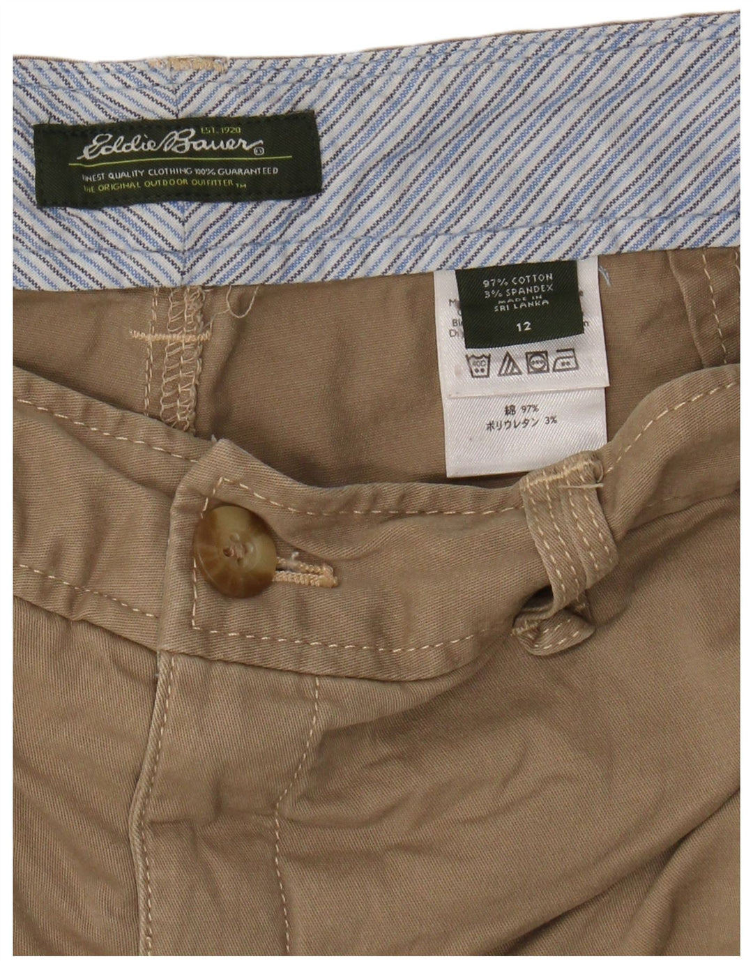 EDDIE BAUER Bermudas para hombre US 12 grande W34 algodón beige