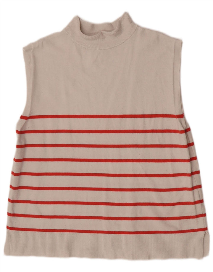 Marks & Spencer Top sin mangas para mujer UK 44 Viscosa a rayas beige medio