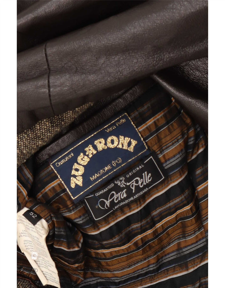 Zugaroni Chaqueta de cuero Magione para hombre IT 52 XL Marrón