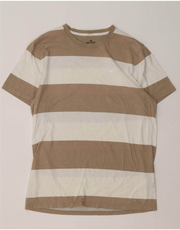 Camiseta Hollister Hombre Top Algodón A Rayas Marrón Medio