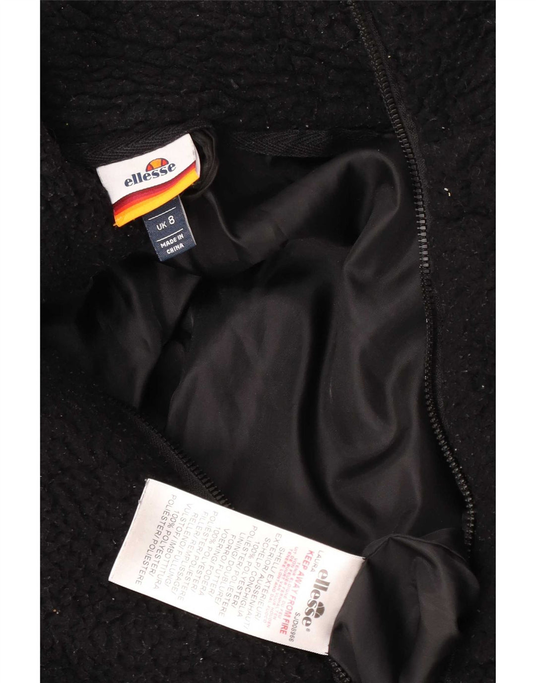 Chaqueta polar extragrande para mujer Ellesse UK 8 Small Poliéster negro
