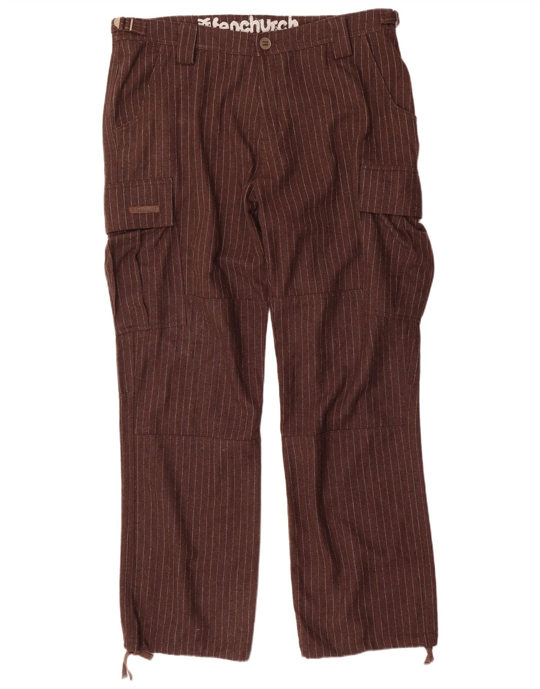 Fenchurch Pantalones cargo rectos para hombre W36 L33 Marrón Poliéster a rayas