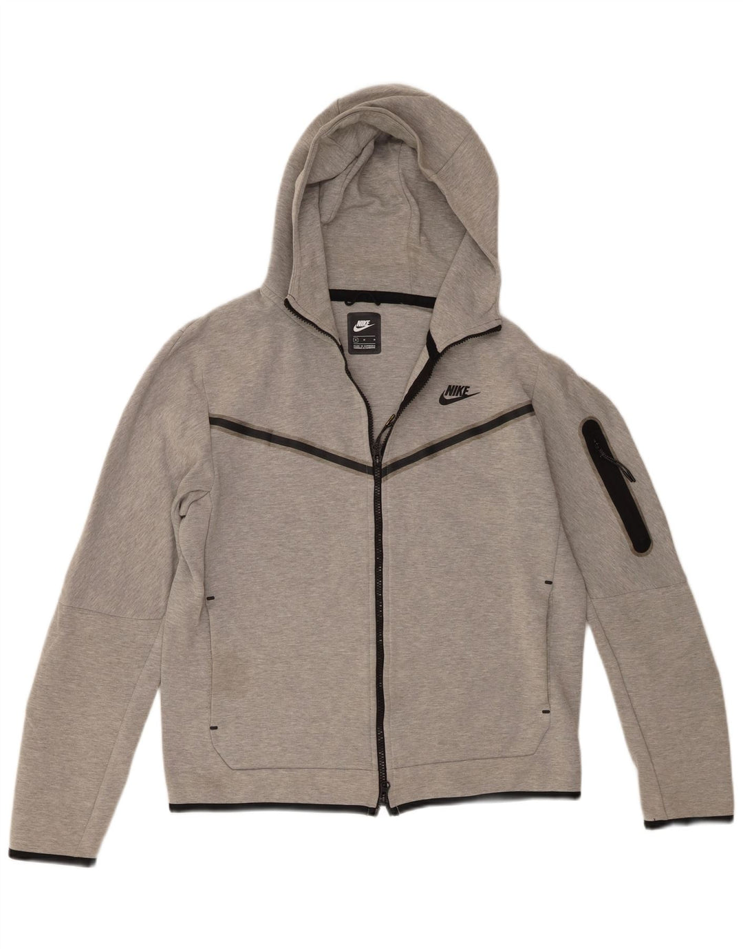 Nike - Sudadera con capucha y cremallera para hombre, algodón moteado en gris medio