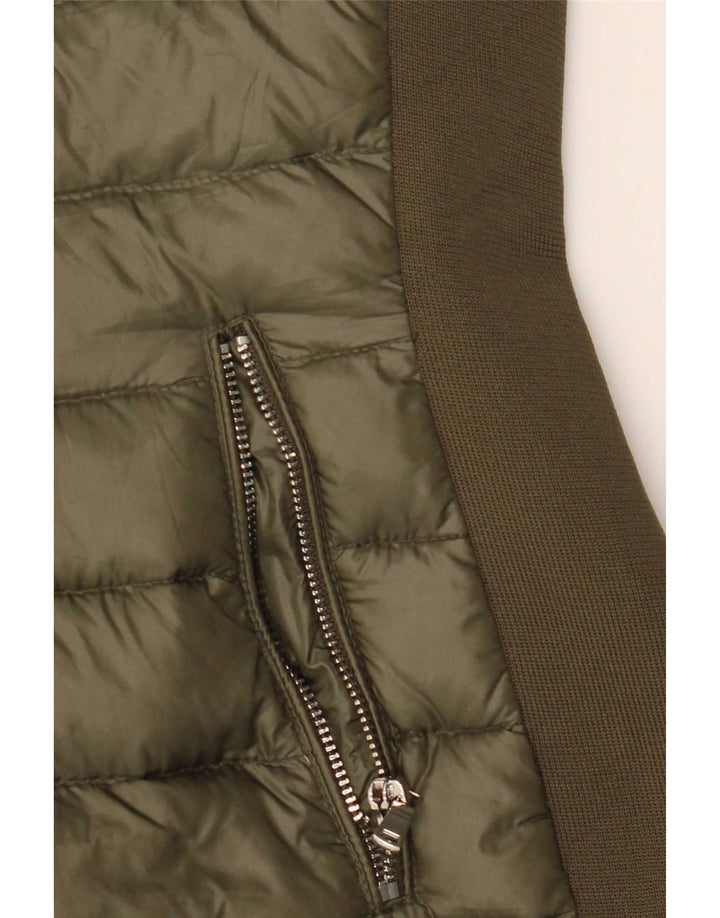 Zara Mujer Chaqueta Acolchada Con Capucha UK 42 Medium Caqui Colorblock