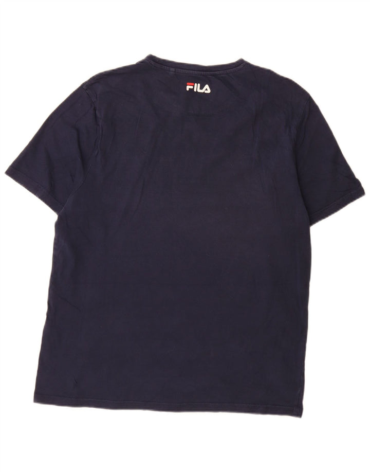 Fila Hombre Camiseta Top Medium Azul Marino Colorblock Algodón