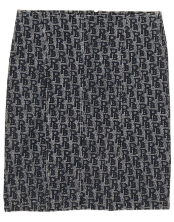 Roccobarocco Falda lápiz gráfica para mujer IT 46 Large W34 Algodón azul