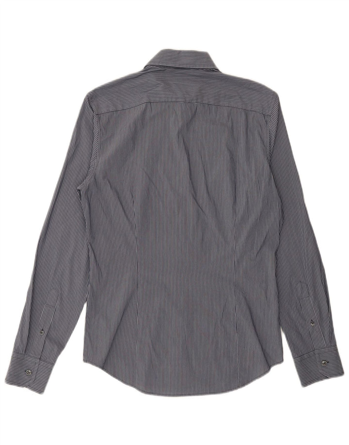 BENETTON Mens Shirt Small Navy Blue Pinstripe