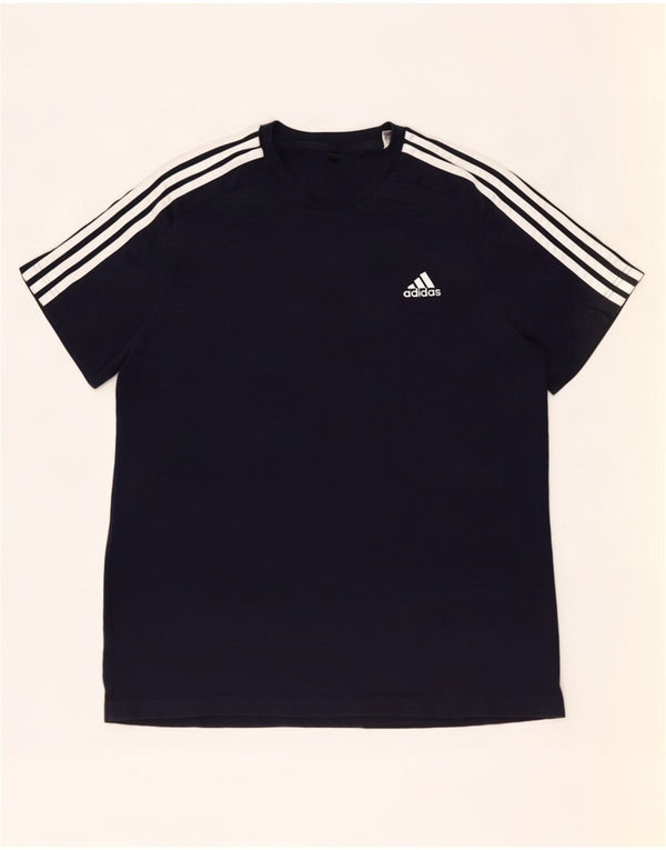 Adidas - Camiseta para hombre, talla grande, color azul marino, algodón