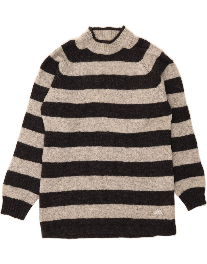 KAPPA Womens Turtle Neck Jumper Sweater UK 10 Small Black Striped Vintage Kappa and Second-Hand Kappa from Messina Hembry 