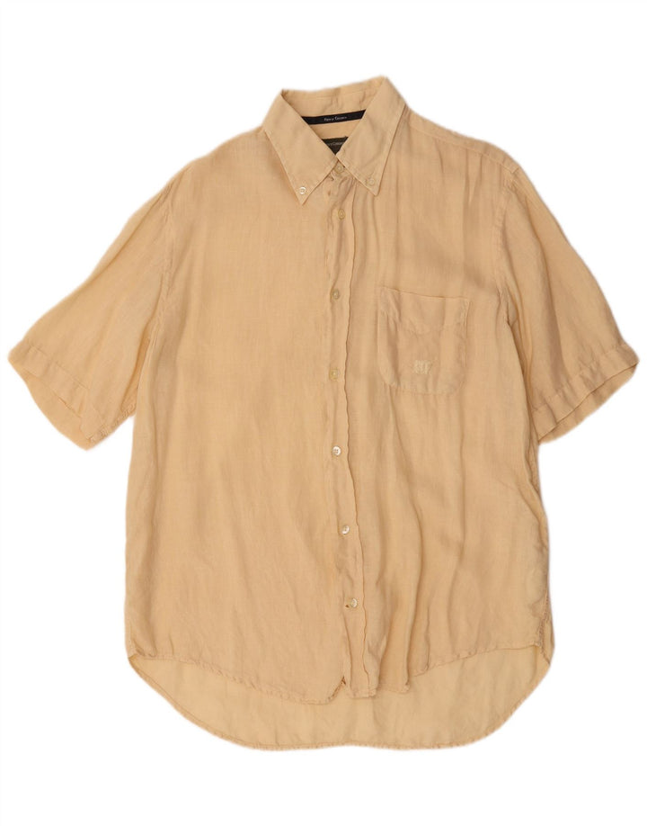 Henry Cottons Camisa de manga corta para hombre Talla 41 Lino beige mediano